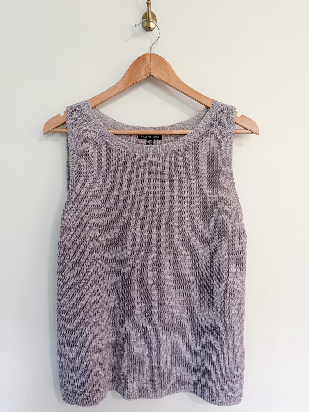 Eileen Fisher Oatmeal Linen Sleeveless Sweater